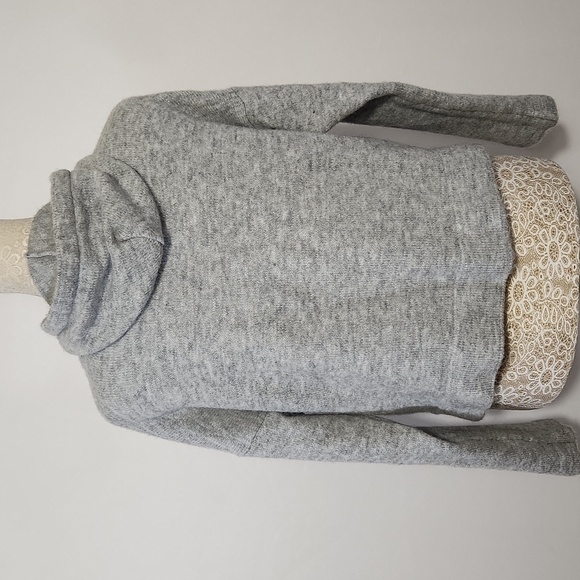 Topshop Cropped Top Sweater Grey Wool Blend Hooded Knit Women's SZ 8-10 Italy - Picture 12 of 16